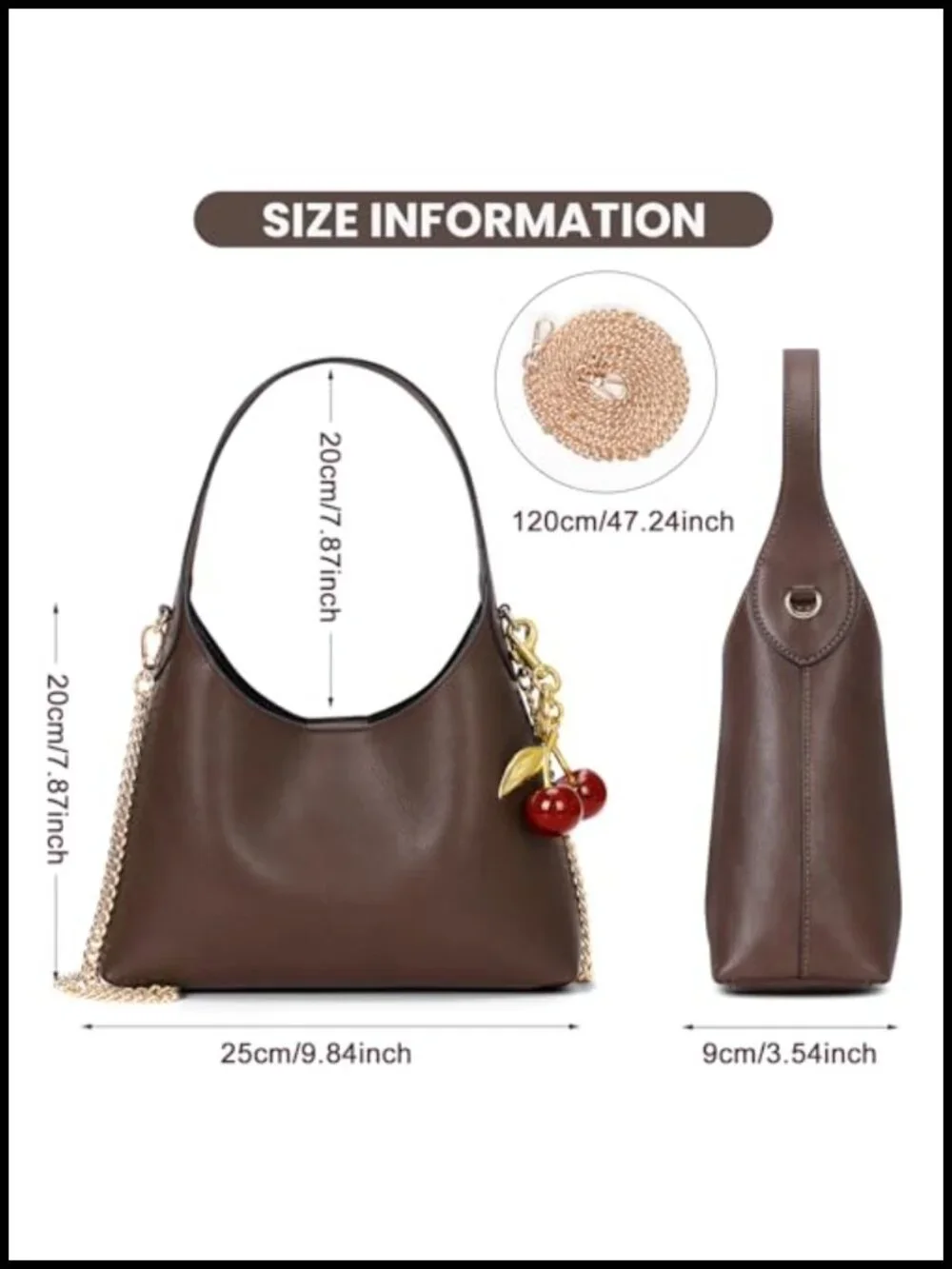 Faux Leather Hobo Bag with Chain Strap Crossbody Bag Purse Shoulder Tote Handbag